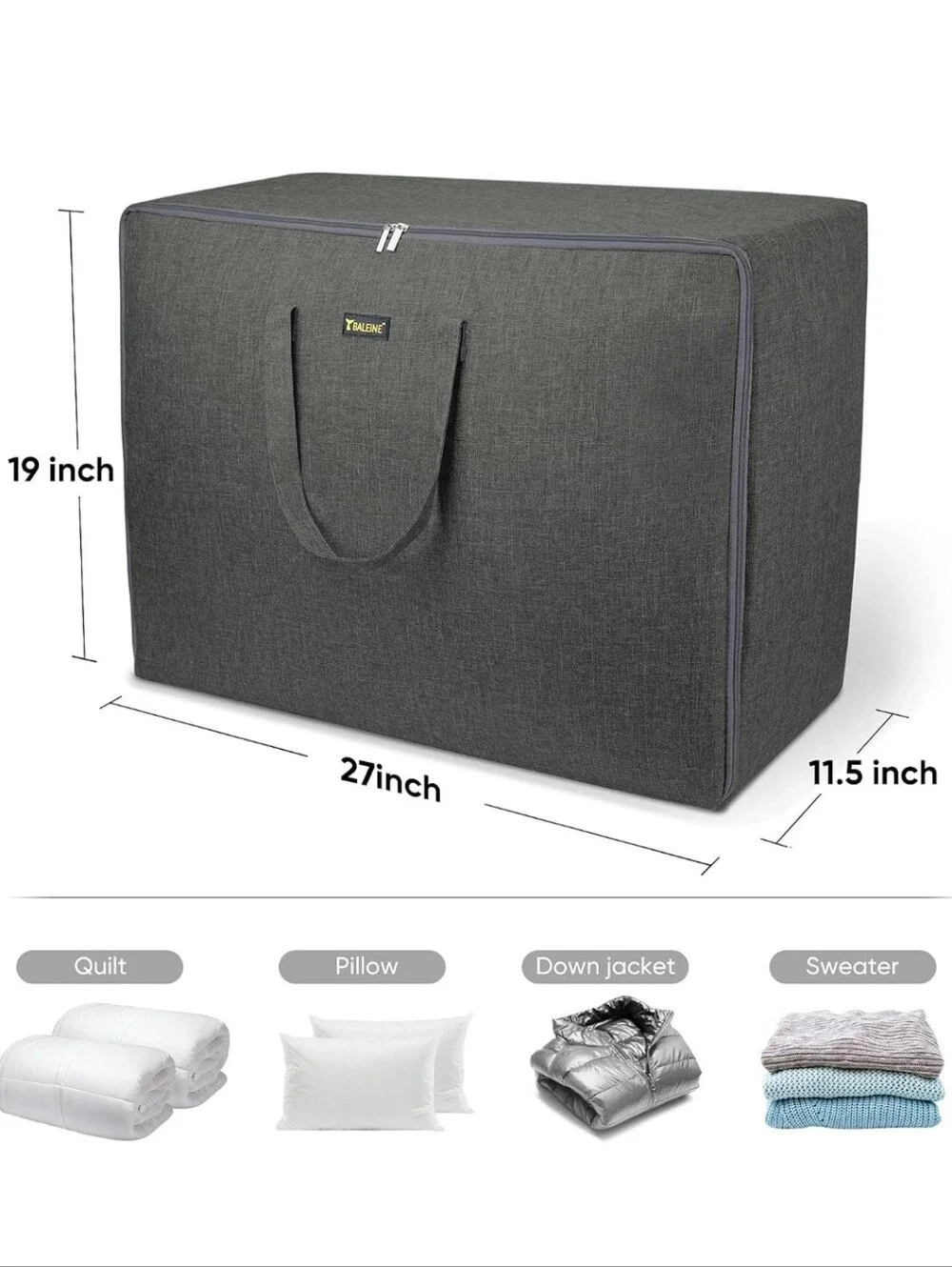 Luxe Dark Gray Fabric Storage Bags - Set of 2 In A Pack
